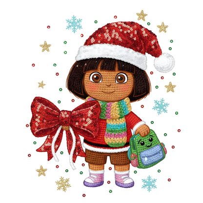 Crochet-look Christmas character DTF transfer, pattern XMAS1497-4