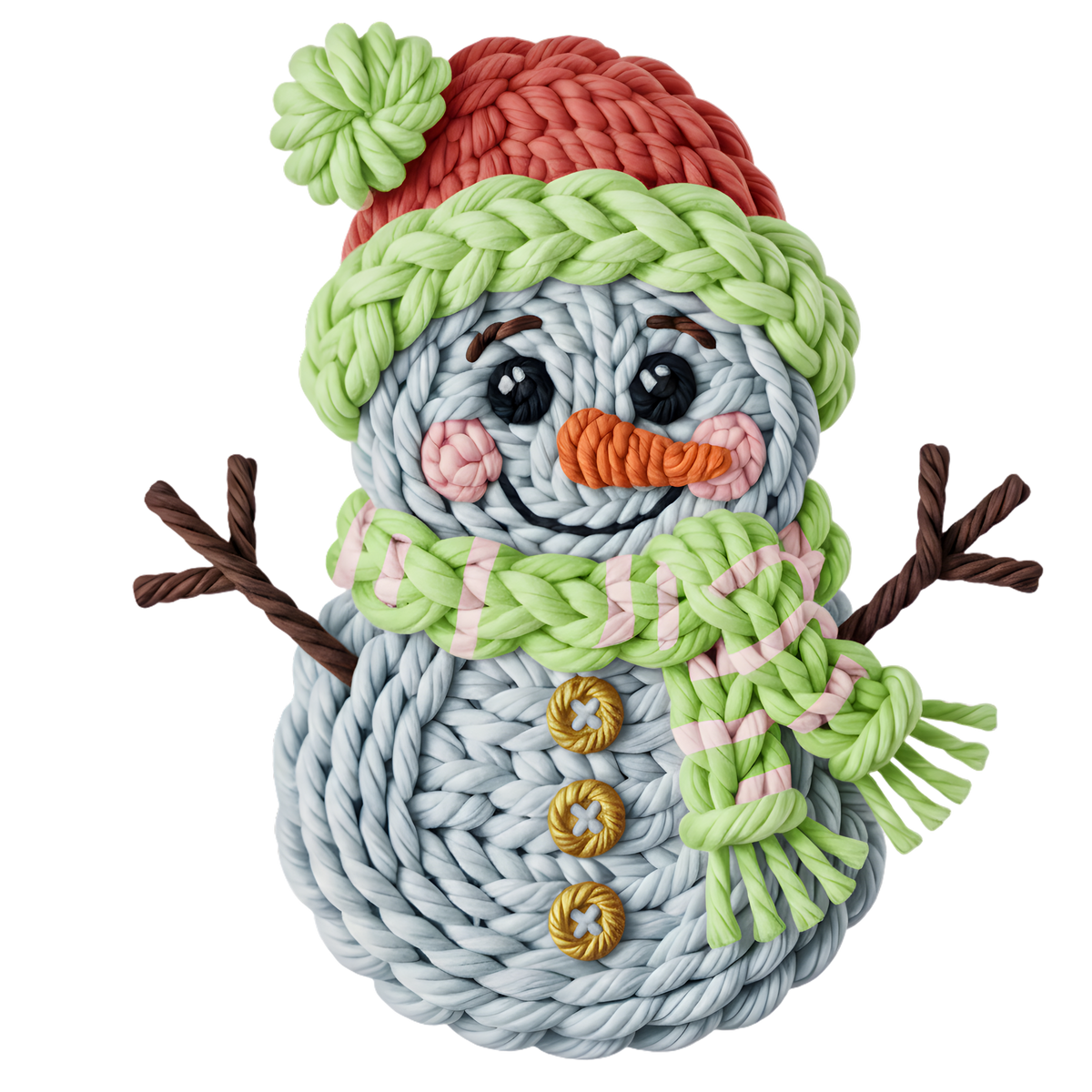 Crochet-look Christmas character DTF transfer, pattern XMAS1497-5