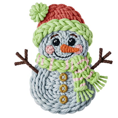 Crochet-look Christmas character DTF transfer, pattern XMAS1497-5