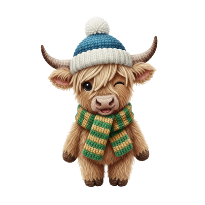 Crochet-look Christmas character DTF transfer, pattern XMAS1497-8