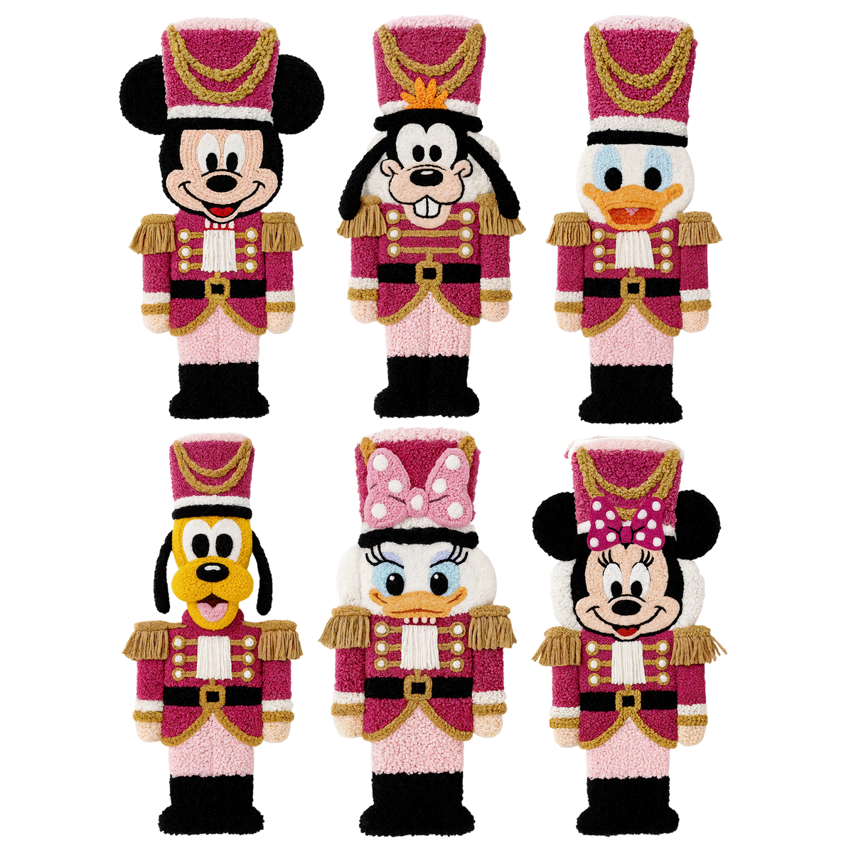 Crochet-look Christmas character lineup DTF transfer, pattern XMAS1498-12
