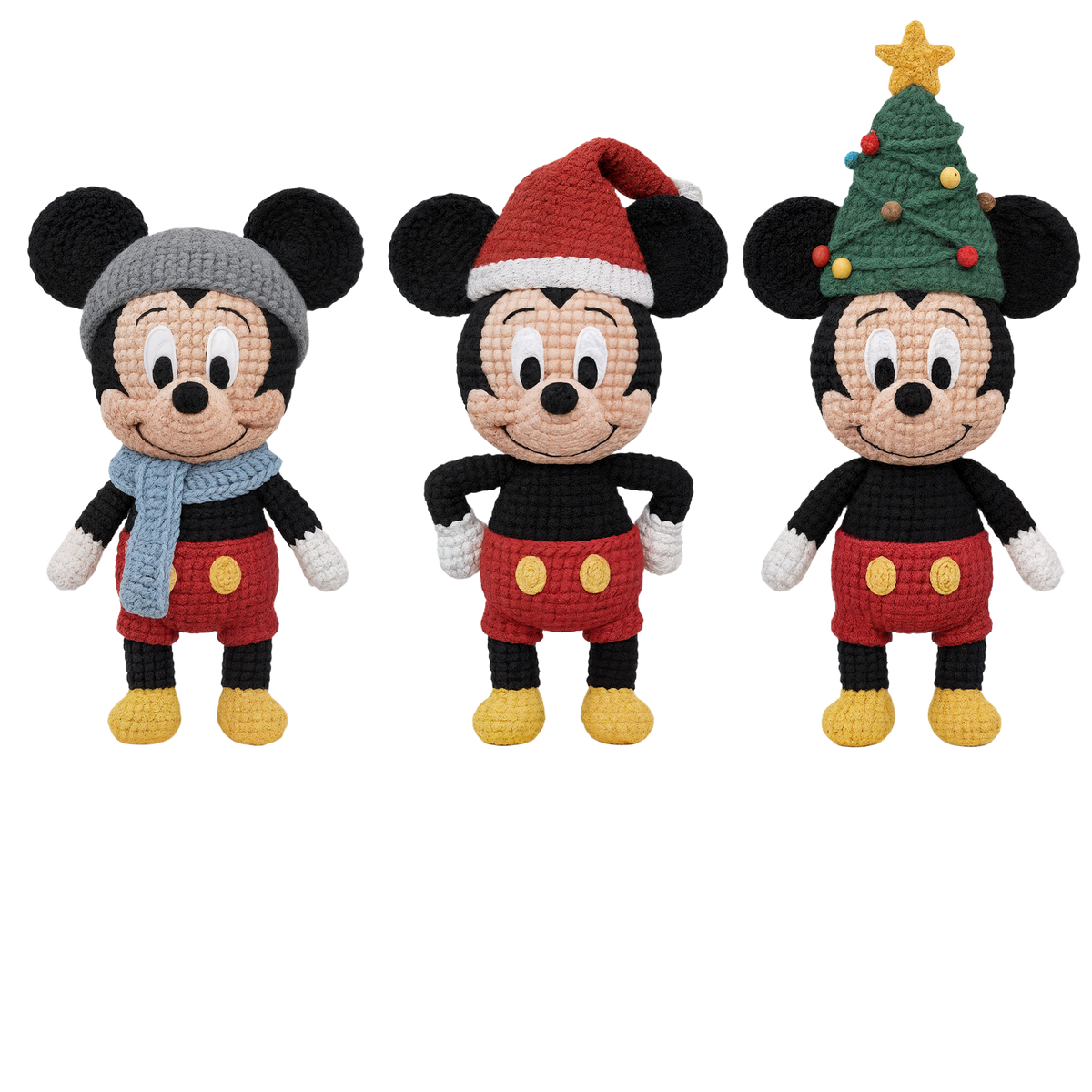 Crochet-look Christmas character lineup DTF transfer, pattern XMAS1498-14