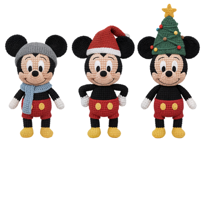 Crochet-look Christmas character lineup DTF transfer, pattern XMAS1498-14