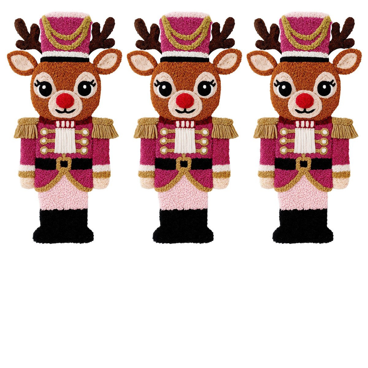 Crochet-look Christmas character lineup DTF transfer, pattern XMAS1498-18