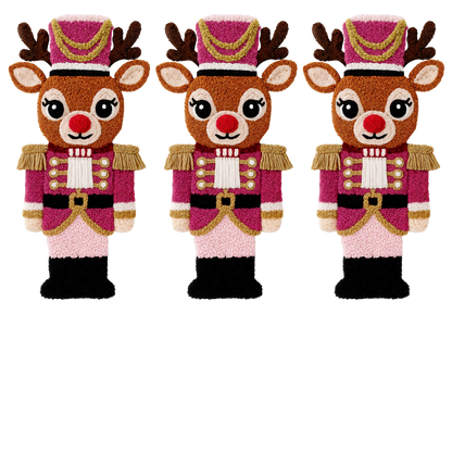 Crochet-look Christmas character lineup DTF transfer, pattern XMAS1498-18