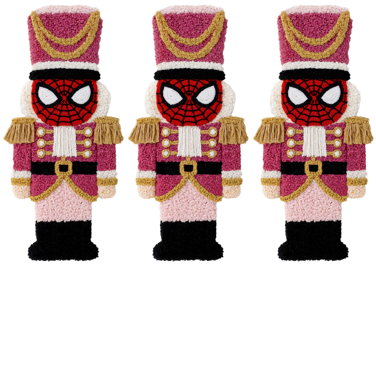 Crochet-look Christmas character lineup DTF transfer, pattern XMAS1498-19