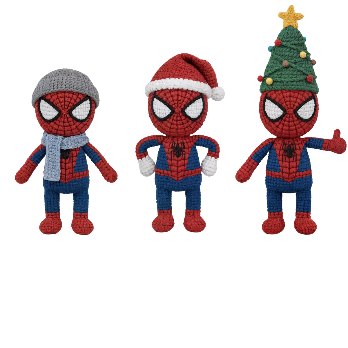 Crochet-look Christmas character lineup DTF transfer, pattern XMAS1498-20