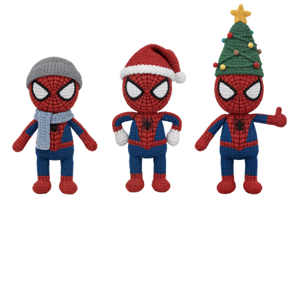 Crochet-look Christmas character lineup DTF transfer, pattern XMAS1498-20