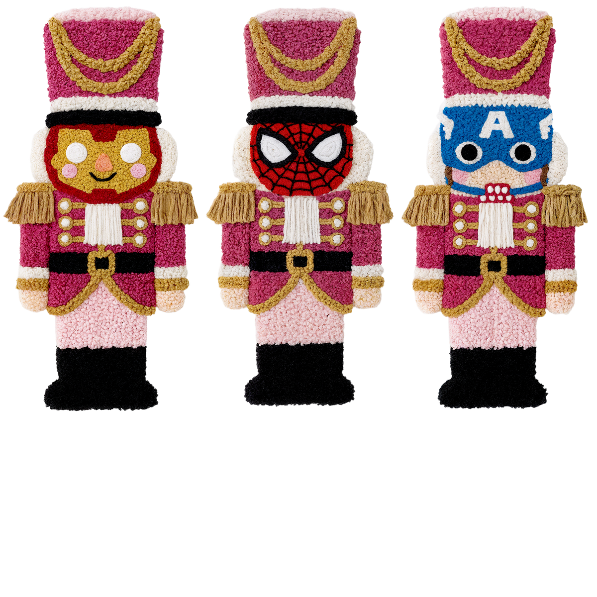 Crochet-look Christmas character lineup DTF transfer, pattern XMAS1498-24