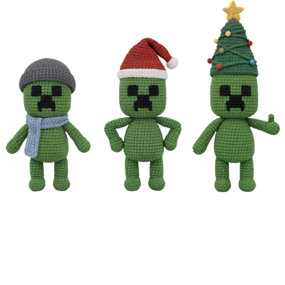 Crochet-look Christmas character lineup DTF transfer, pattern XMAS1498-5