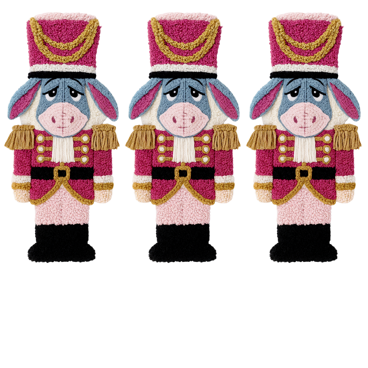 Crochet-look Christmas character lineup DTF transfer, pattern XMAS1498-6