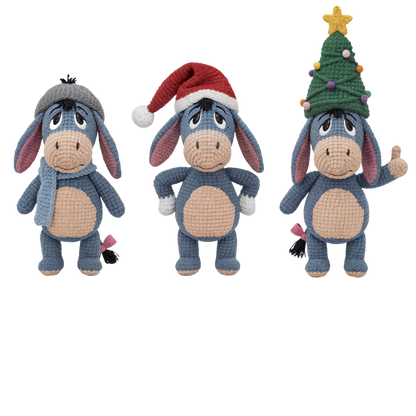 Crochet-look Christmas character lineup DTF transfer, pattern XMAS1498-7