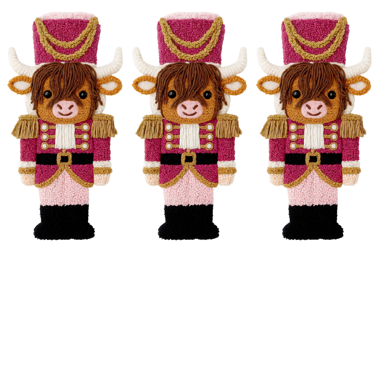 Crochet-look Christmas character lineup DTF transfer, pattern XMAS1498-9