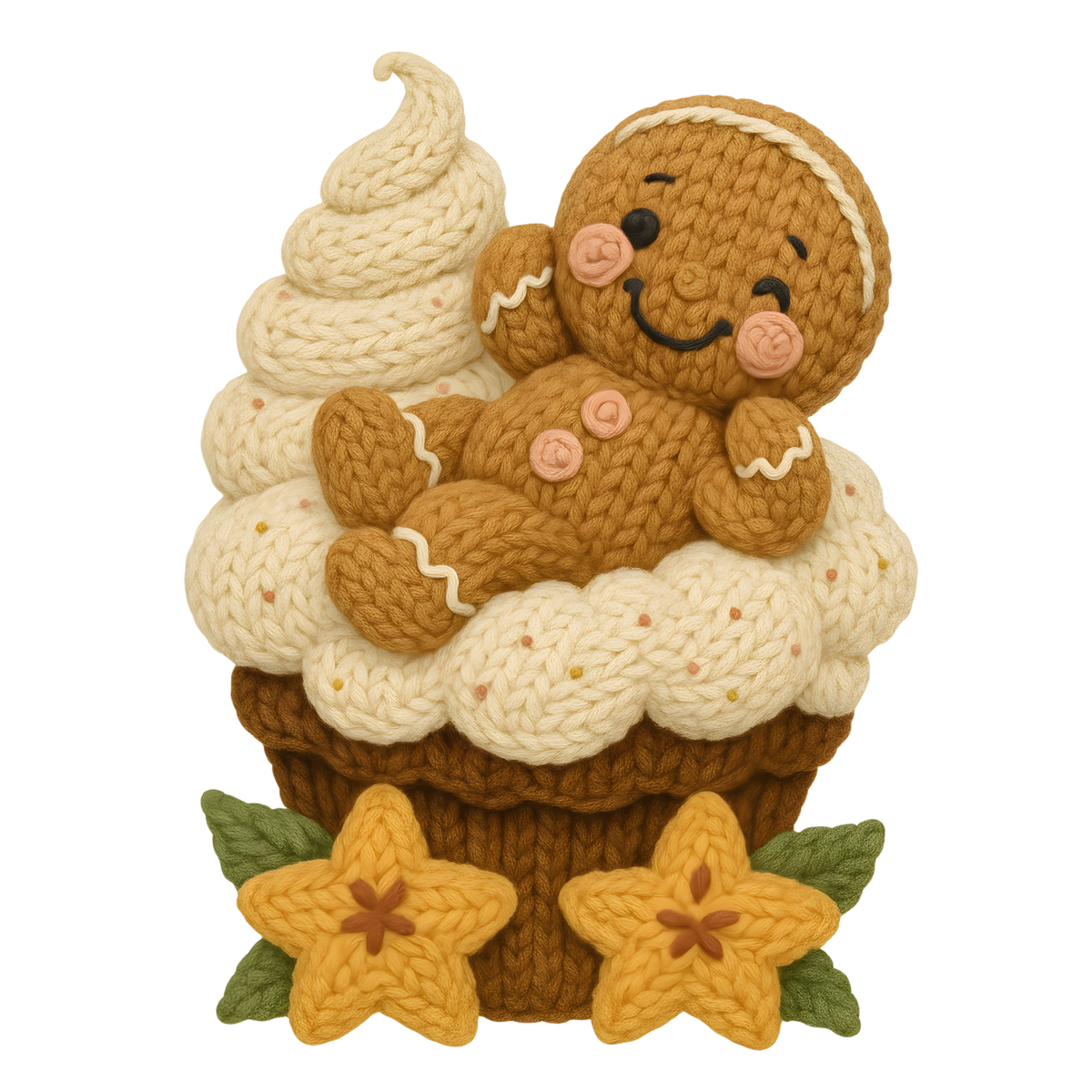 Crochet-look Christmas gingerbread and sweets DTF transfer, pattern XMAS1499-1