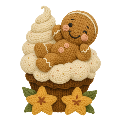 Crochet-look Christmas gingerbread and sweets DTF transfer, pattern XMAS1499-1