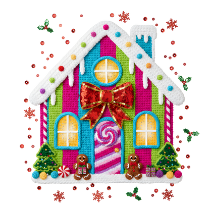 Crochet-look Christmas gingerbread and sweets DTF transfer, pattern XMAS1499-2