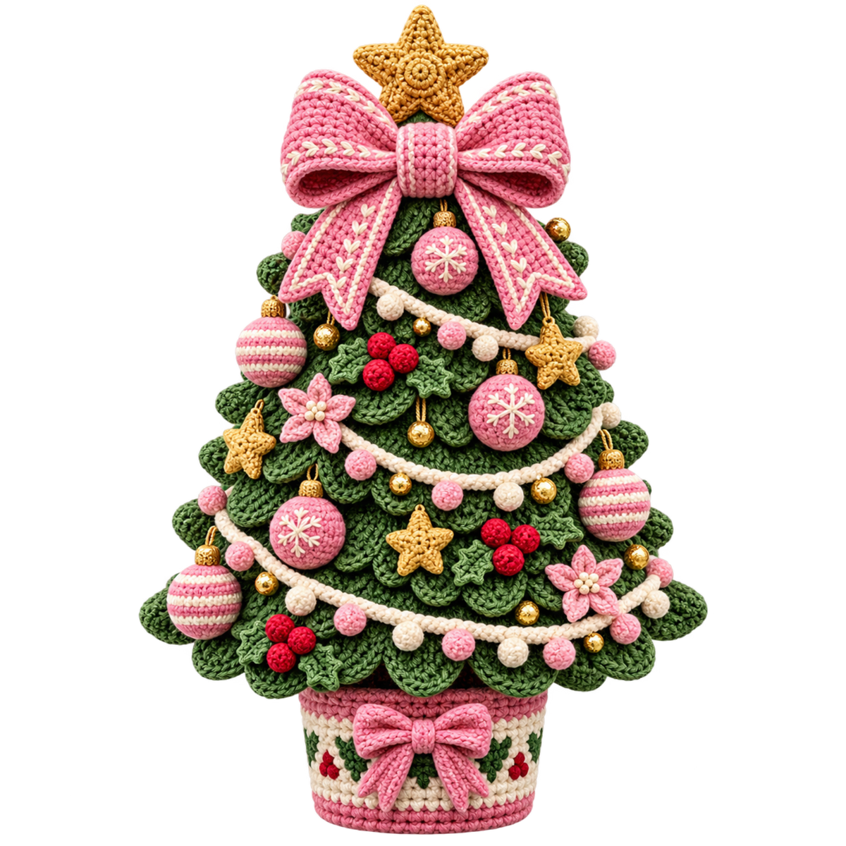 Crochet-look Christmas illustrated greeting DTF transfer, pattern XMAS1500-2