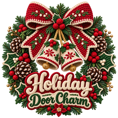 Crochet-look Christmas illustrated greeting DTF transfer, pattern XMAS1500-21