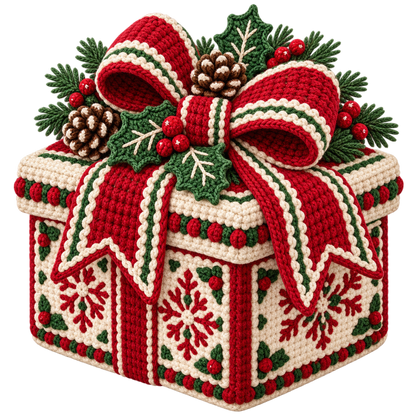 Crochet-look Christmas illustrated greeting DTF transfer, pattern XMAS1500-24