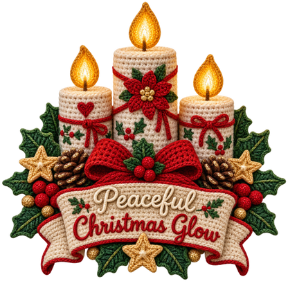 Crochet-look Christmas illustrated greeting DTF transfer, pattern XMAS1500-39