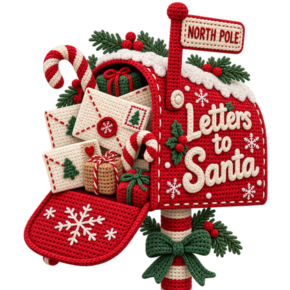 Crochet-look Christmas illustrated greeting DTF transfer, pattern XMAS1500-40