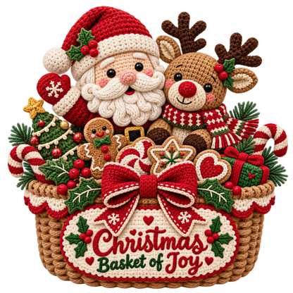 Crochet-look Christmas illustrated greeting DTF transfer, pattern XMAS1500-5