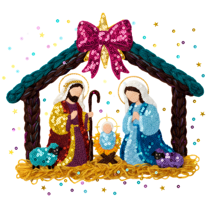 Crochet-look Nativity and Christian Christmas DTF transfer, pattern XMAS1501-1