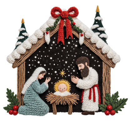 Crochet-look Nativity and Christian Christmas DTF transfer, pattern XMAS1501-10