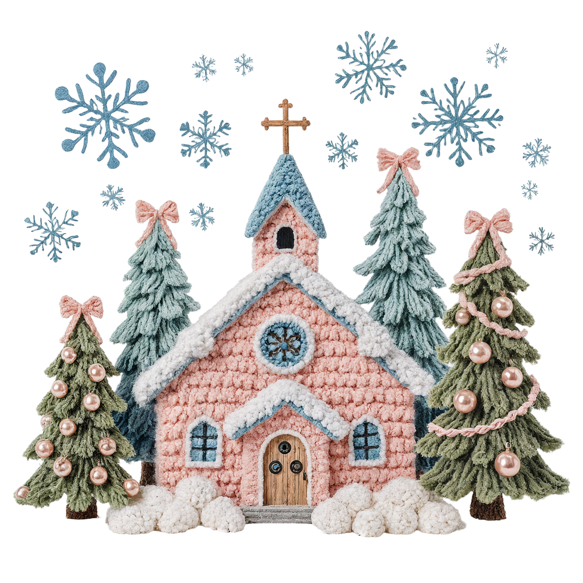 Crochet-look Nativity and Christian Christmas DTF transfer, pattern XMAS1501-11