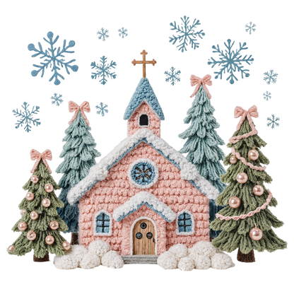 Crochet-look Nativity and Christian Christmas DTF transfer, pattern XMAS1501-11