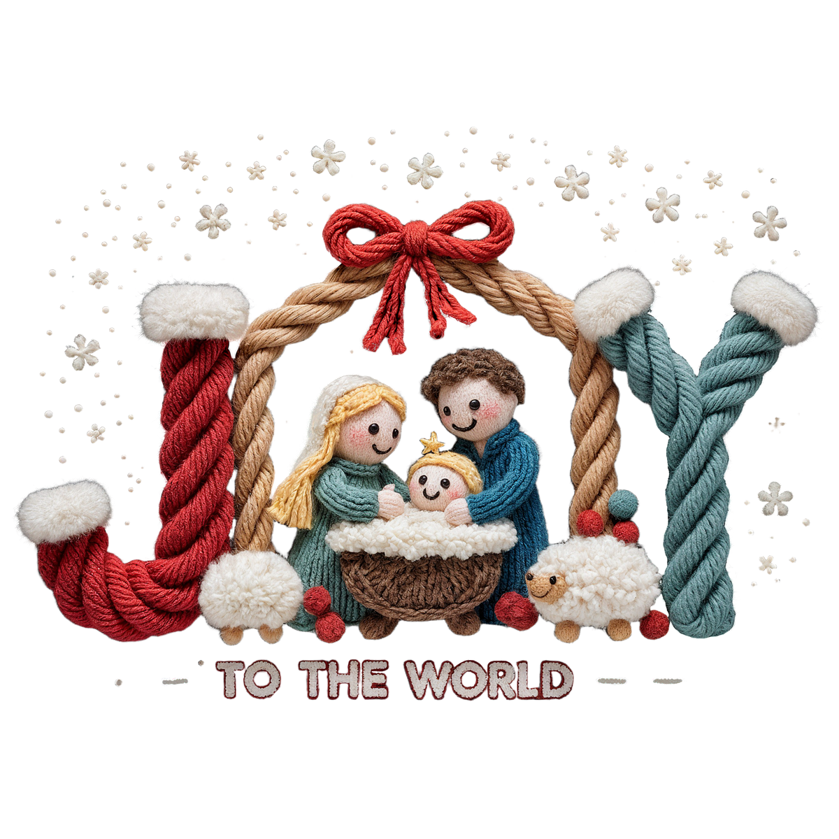 Crochet-look Nativity and Christian Christmas DTF transfer, pattern XMAS1501-14