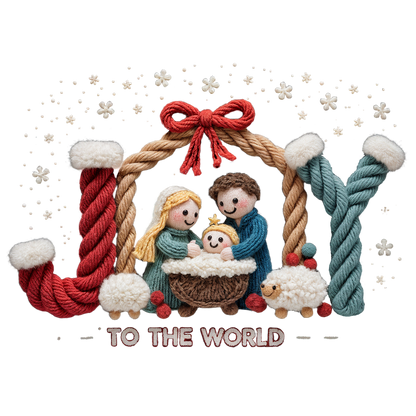Crochet-look Nativity and Christian Christmas DTF transfer, pattern XMAS1501-14