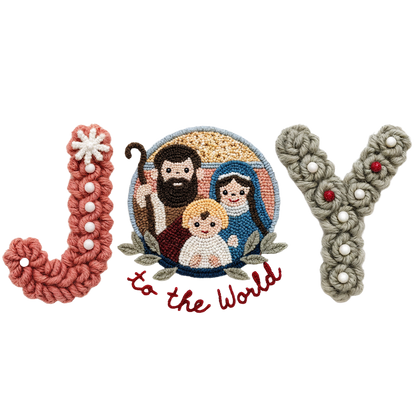 Crochet-look Nativity and Christian Christmas DTF transfer, pattern XMAS1501-15