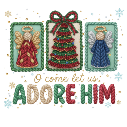 Crochet-look Nativity and Christian Christmas DTF transfer, pattern XMAS1501-5