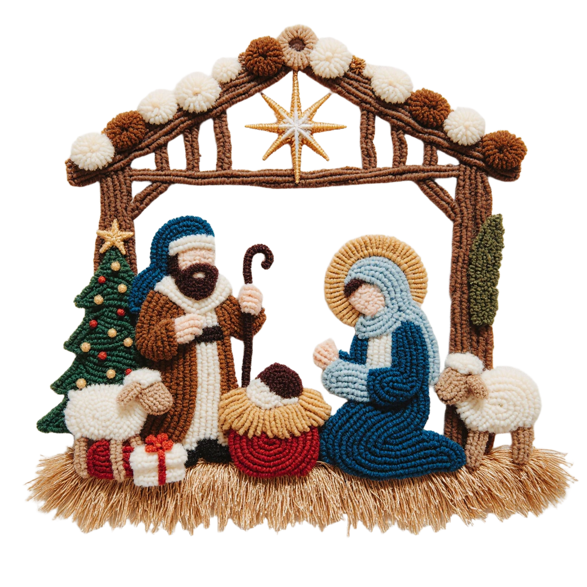 Crochet-look Nativity and Christian Christmas DTF transfer, pattern XMAS1501-6