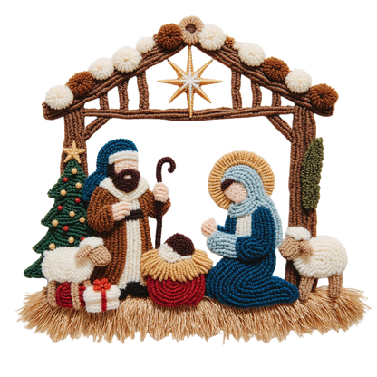 Crochet-look Nativity and Christian Christmas DTF transfer, pattern XMAS1501-6