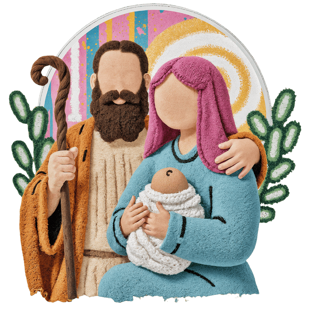 Crochet-look Nativity and Christian Christmas DTF transfer, pattern XMAS1501-7