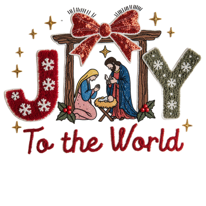 Crochet-look Nativity and Christian Christmas DTF transfer, pattern XMAS1501-8