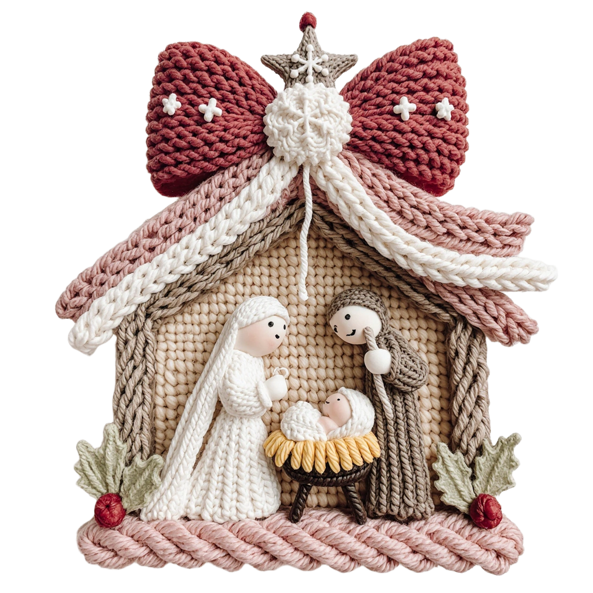 Crochet-look Nativity and Christian Christmas DTF transfer, pattern XMAS1501-9