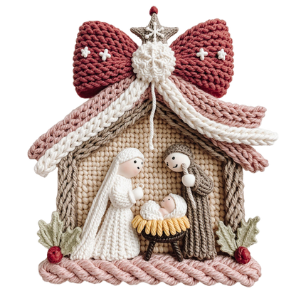 Crochet-look Nativity and Christian Christmas DTF transfer, pattern XMAS1501-9
