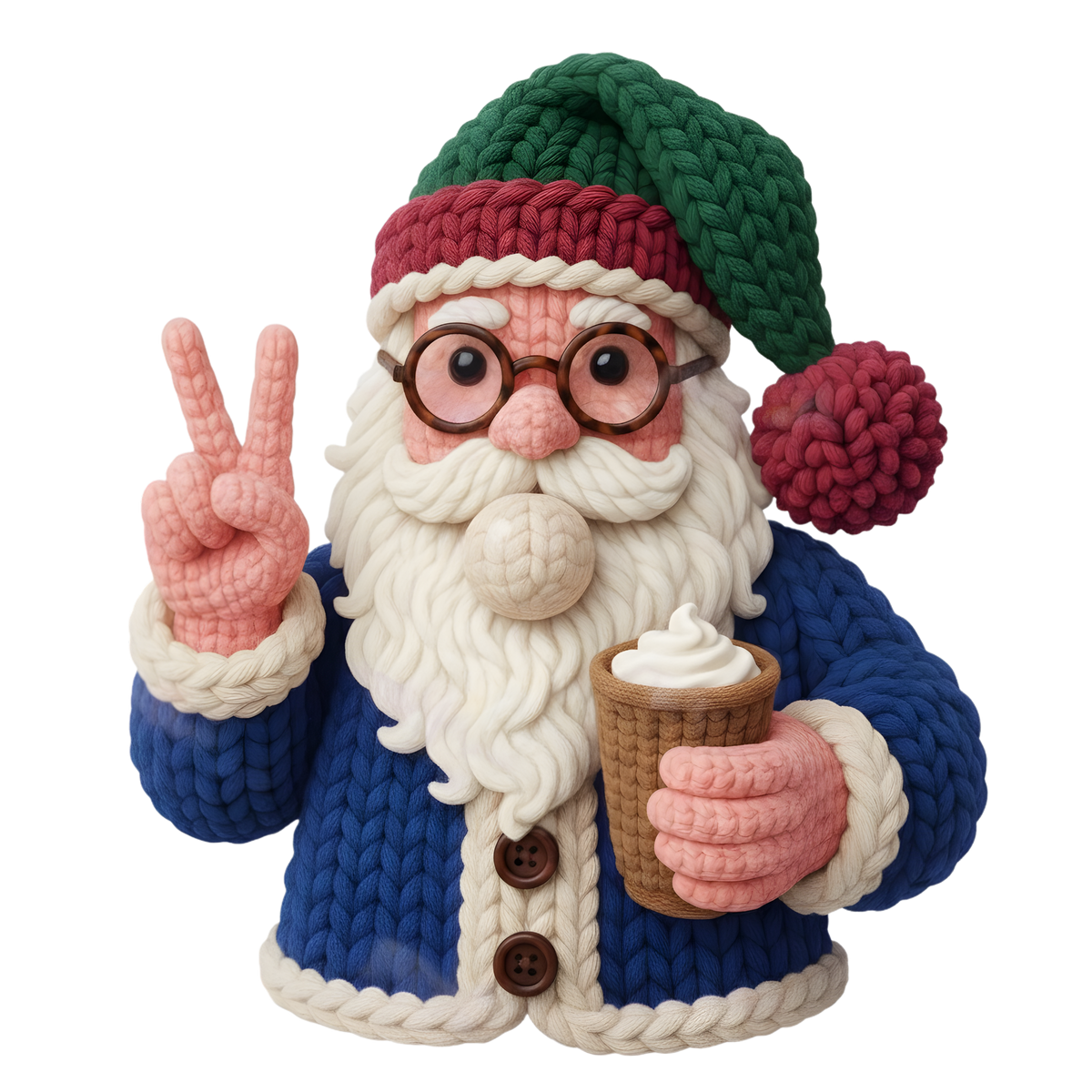 Crochet-look Santa Christmas DTF transfer, pattern XMAS1502-1