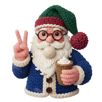 Crochet-look Santa Christmas DTF transfer, pattern XMAS1502-1