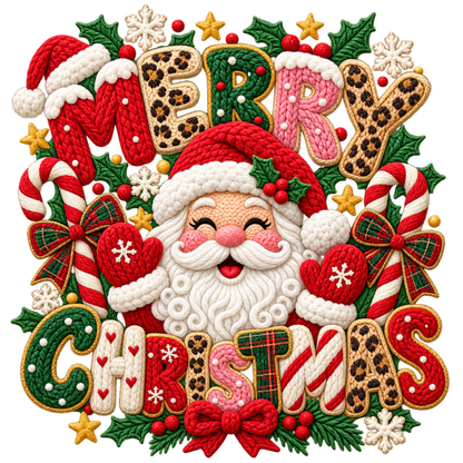 Crochet-look Santa Christmas DTF transfer, pattern XMAS1502-10