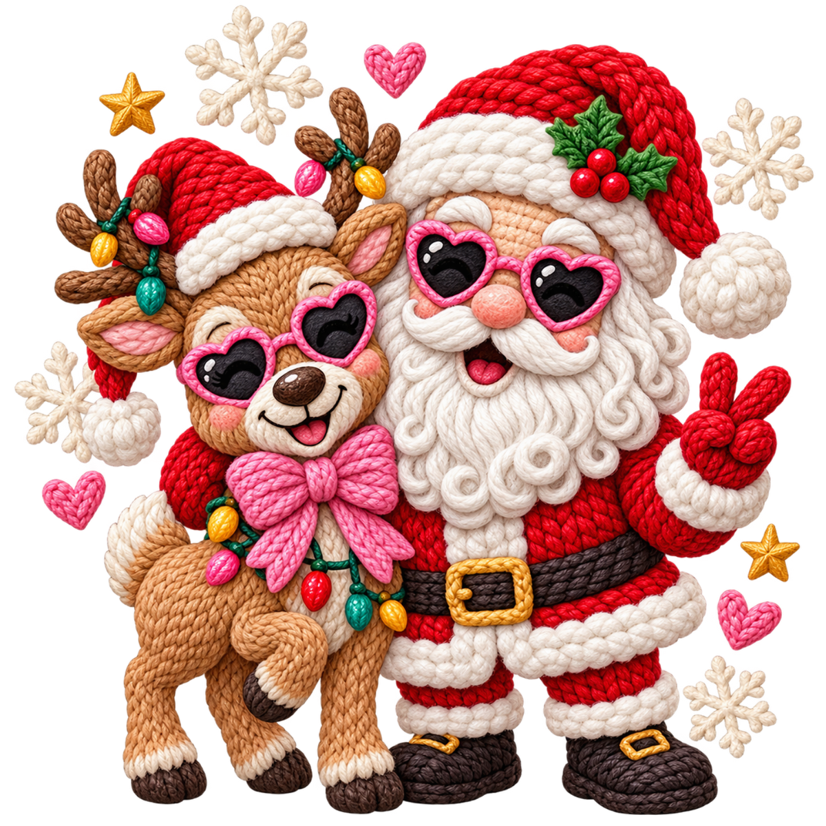 Crochet-look Santa Christmas DTF transfer, pattern XMAS1502-12