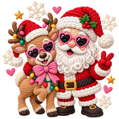 Crochet-look Santa Christmas DTF transfer, pattern XMAS1502-12