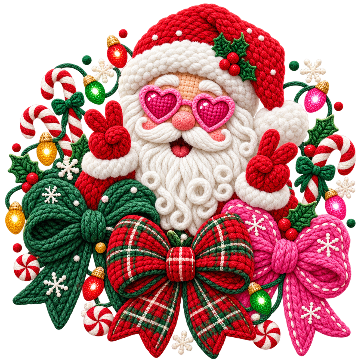 Crochet-look Santa Christmas DTF transfer, pattern XMAS1502-13