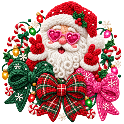 Crochet-look Santa Christmas DTF transfer, pattern XMAS1502-13