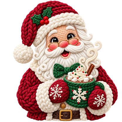 Crochet-look Santa Christmas DTF transfer, pattern XMAS1502-14