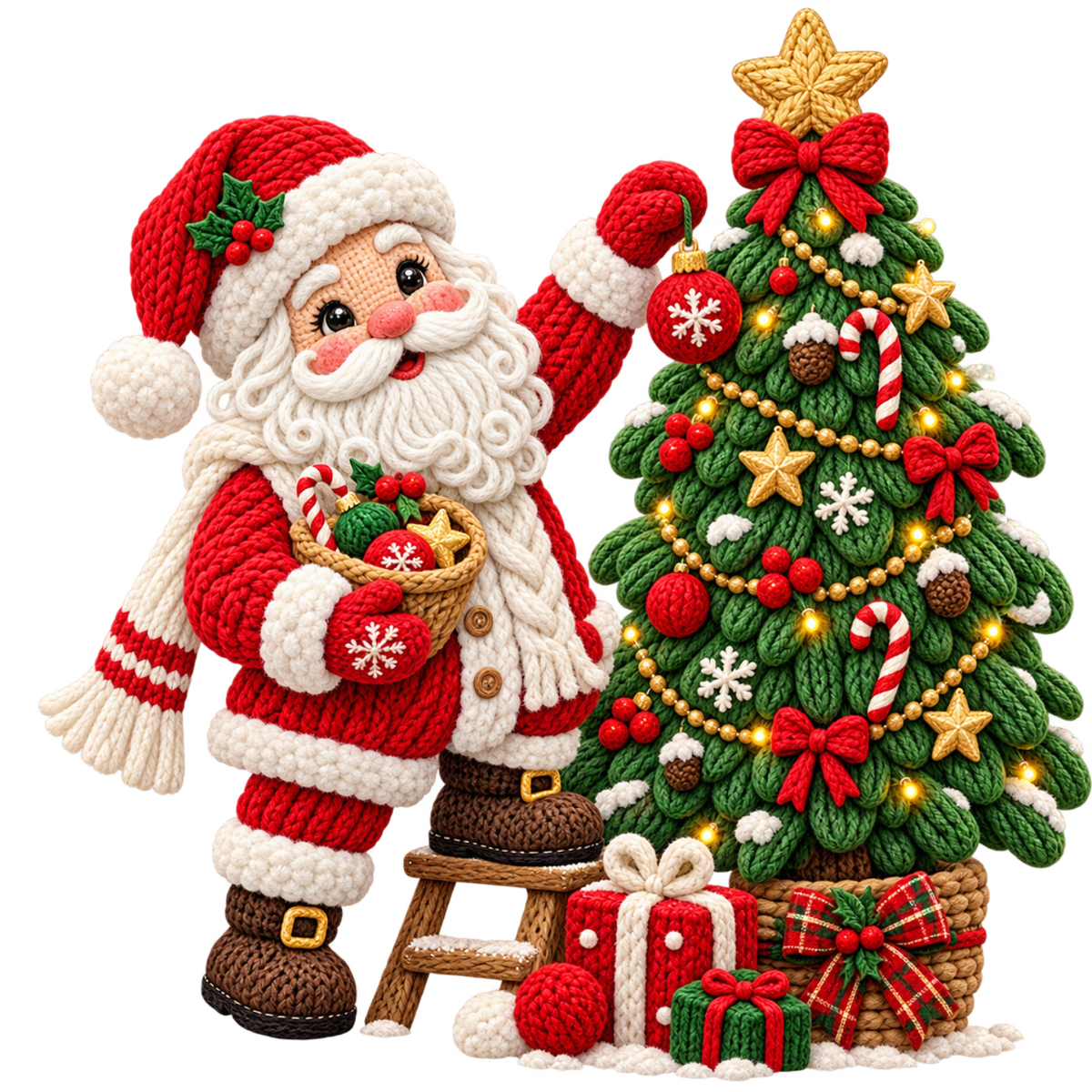 Crochet-look Santa Christmas DTF transfer, pattern XMAS1502-15