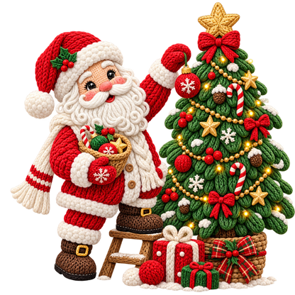 Crochet-look Santa Christmas DTF transfer, pattern XMAS1502-15